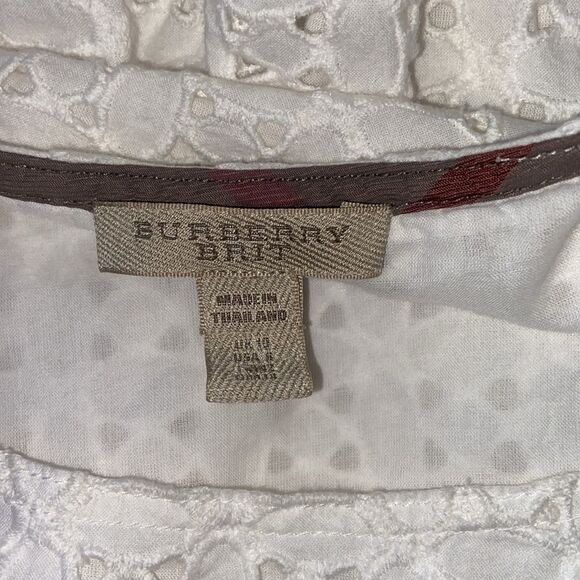 Burberry Dress White Eyelet Fit & Flare Fully Lined Sz Medium Nwot! - Picture 7 of 7